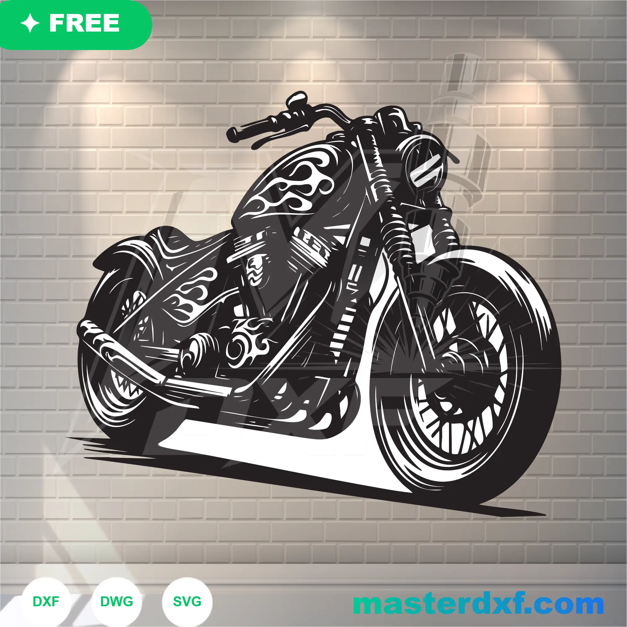 Premium Classic Motorcycle Wall Decor Design DXF File